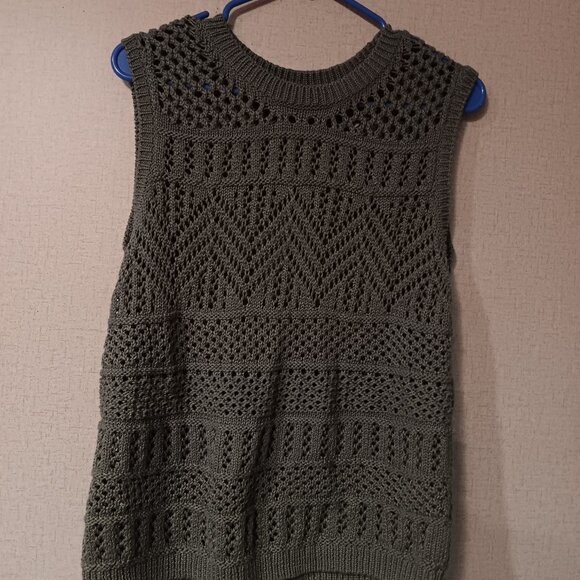 Talbots Open Stitch Tank set of 2 Orange and dark Green sz M semi new - Picture 5 of 5